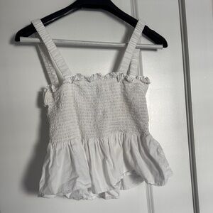 Topshop White Ruffle Strap Crop Top